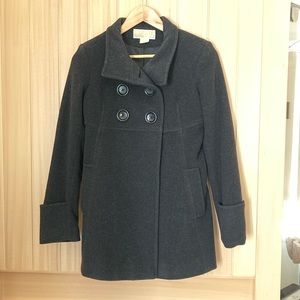 Michael Kors Wool Pea Coat Jacket Black Charcoal Grey Size XS or Small